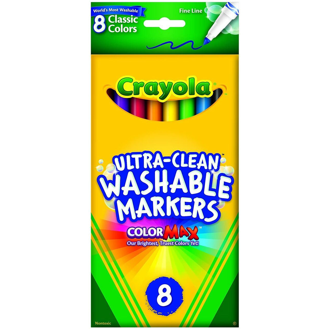 Crayola 8 Ct Ultra-Clean Fine Line Washable Markers Color Max