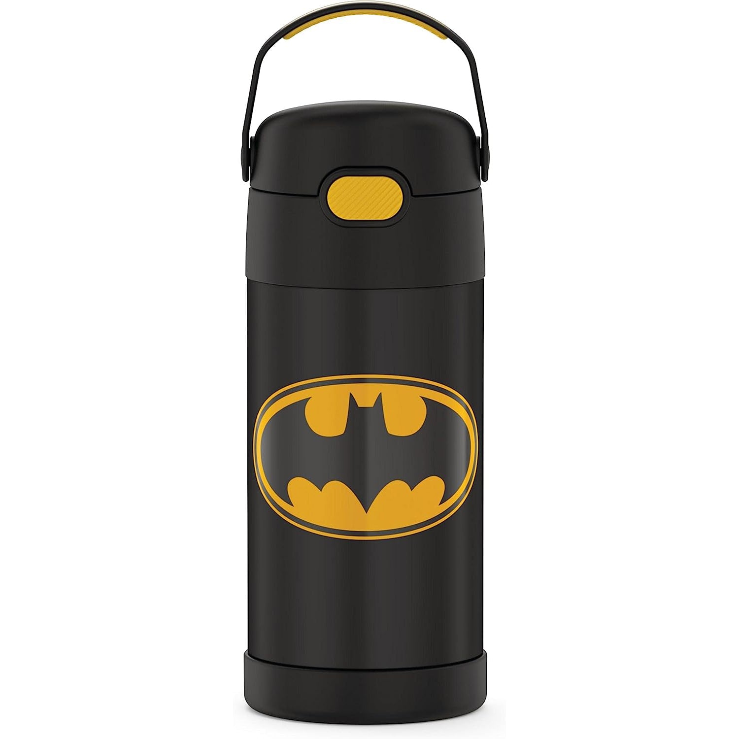 THERMOS FUNTAINER 12 Ounce Stainless Steel Vacuum Insulated Kids Straw Bottle, Batman