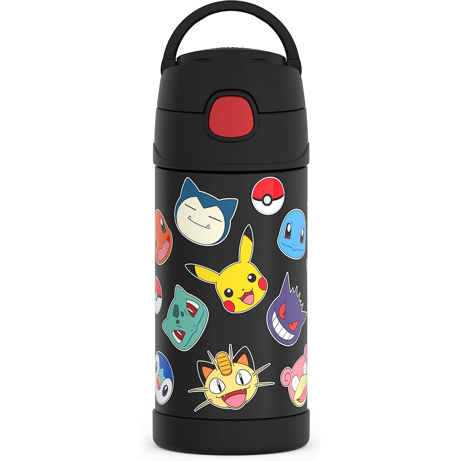 THERMOS FUNTAINER 12 Ounce Stainless Steel Vacuum Insulated Kids Straw Bottle, Pokemon