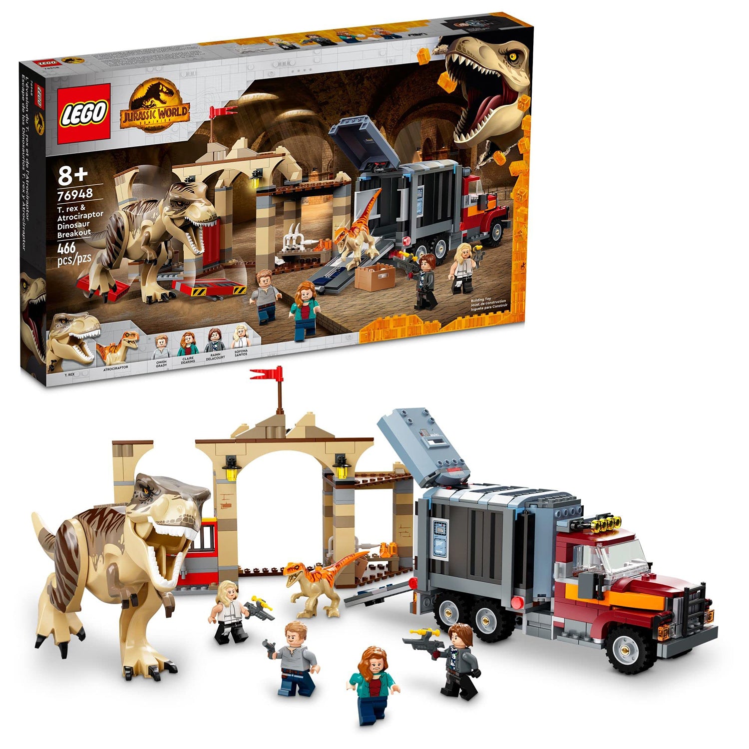 LEGO Jurassic World Dominion - T. rex & Atrociraptor Dinosaur Breakout [76948 - 466 Pieces]