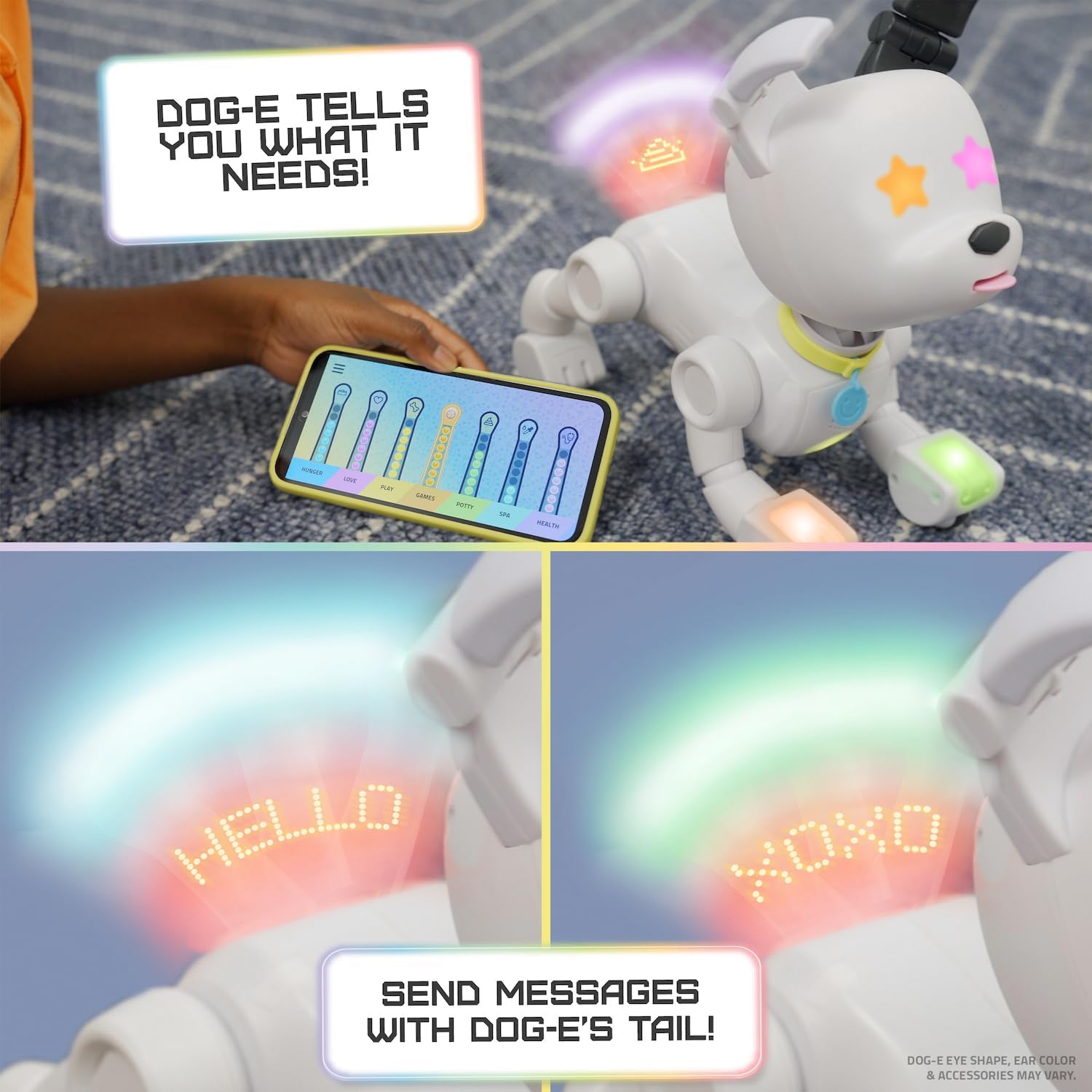 Dog-E Interactive Robot Dog with Colorful LED Lights, 200+ Sounds & Reactions, App Connected (Ages 6+)