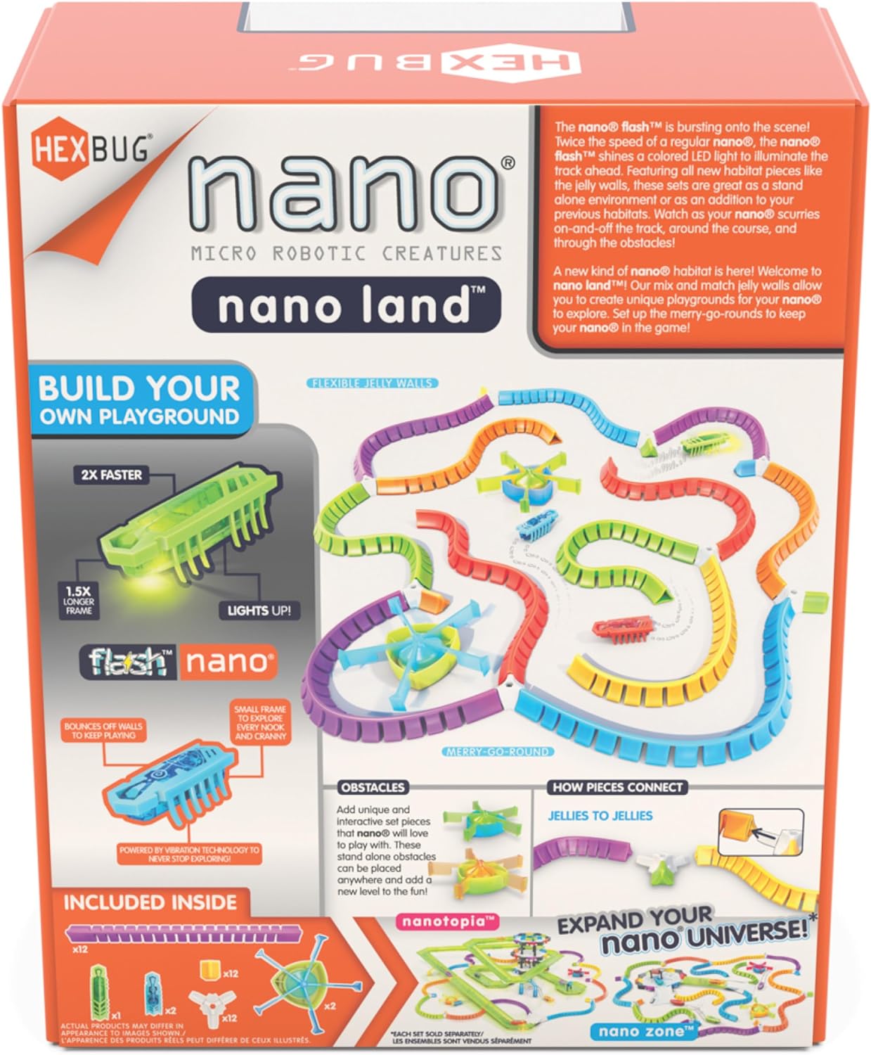 HEXBUG Flash Nano Nano Land - Colorful Sensory Playset for Kids - Mold Your own Playground - Over 40 Pieces and Batteries Included - Multicolor