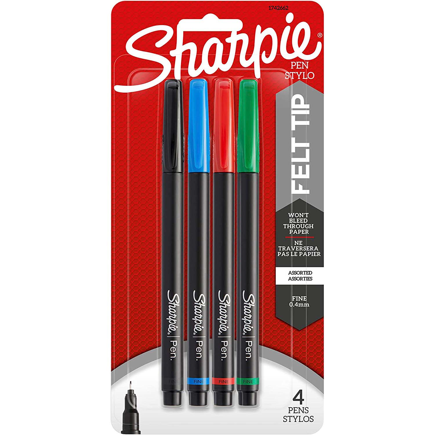 Sharpie Pen Fine Point Pen, 4 Colored Pens