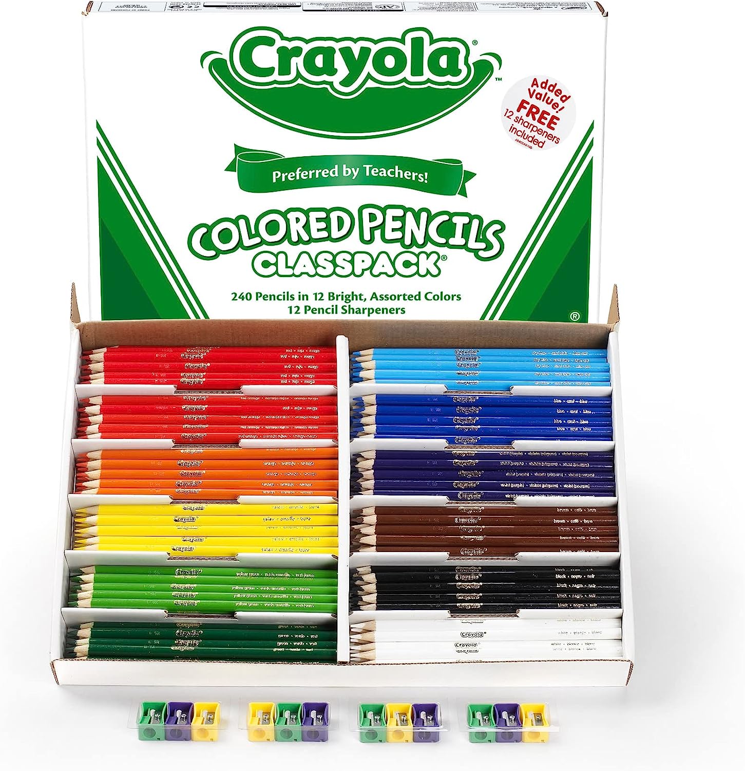 Crayola Coloured Pencil Bulk Classpack, 12 Colours, 240 Count, Arts & Crafts