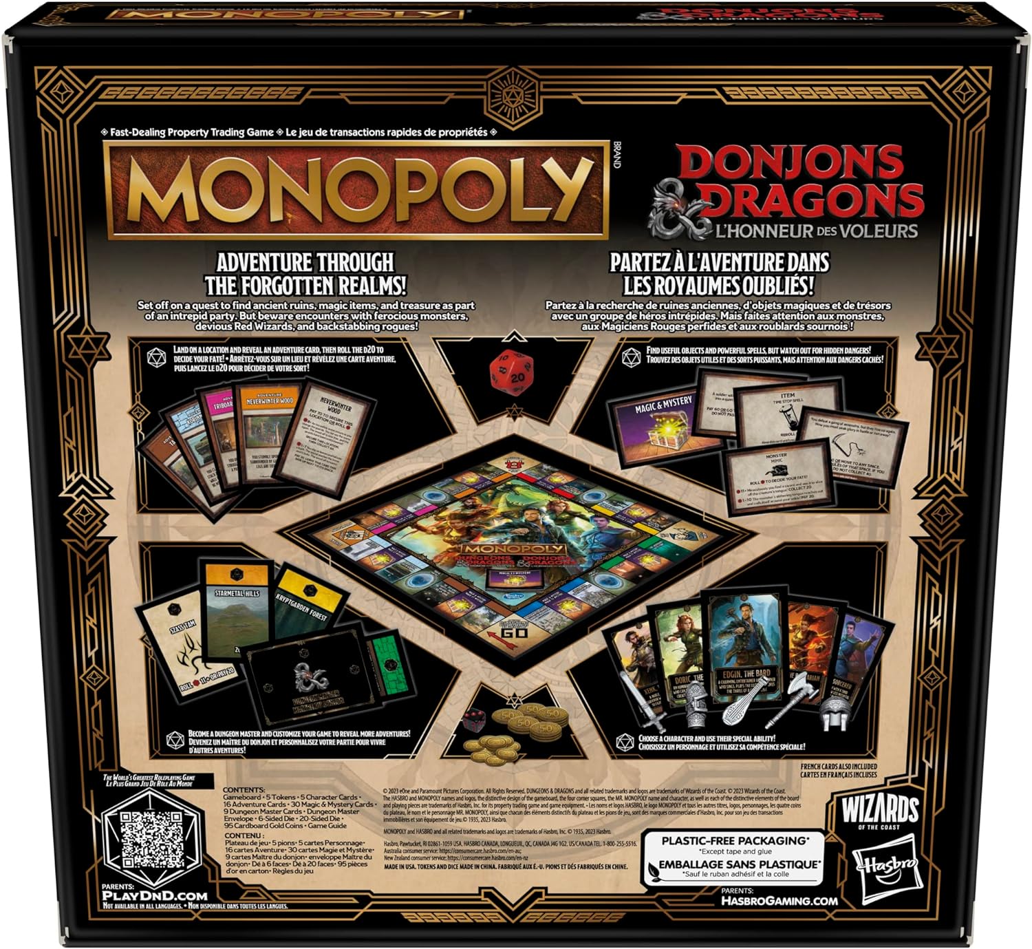 Monopoly Dungeons & Dragons: Honor Among Thieves Game, Inspired by The D&D Movie, Monopoly D&D Board Game for 2-5 Players, Ages 8 and Up (English & French)