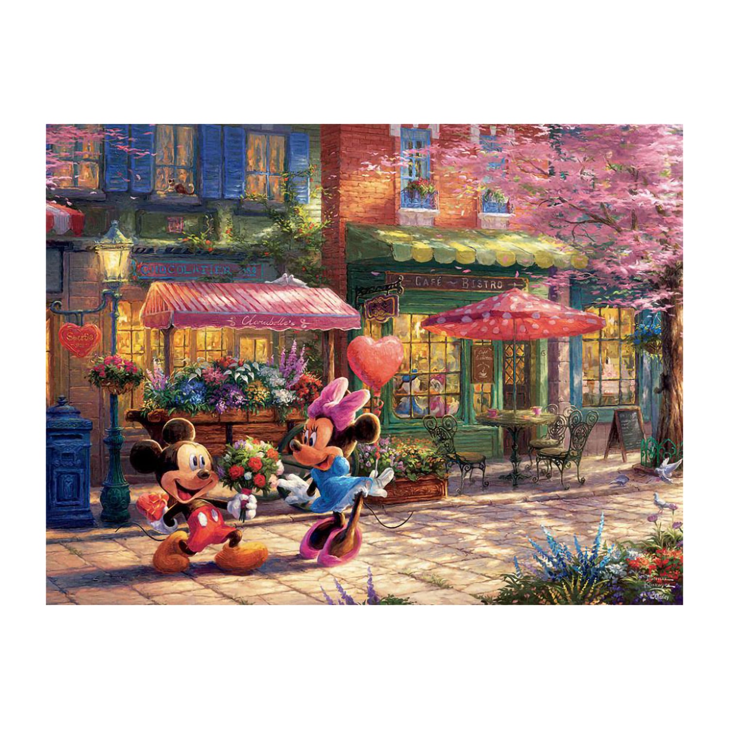 Ceaco Thomas Kinkade Disney - Mickey and Minnie Sweetheart Cafe 750 Piece Puzzle