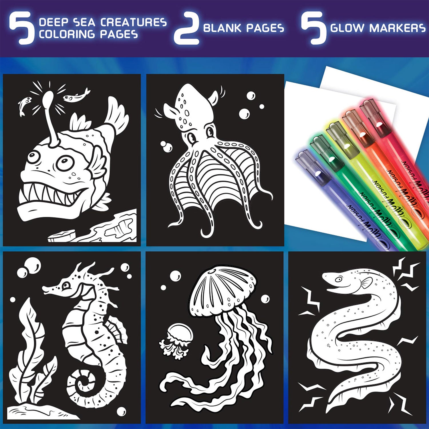 Crayola Glow Fusion Marker Coloring Set - Deep Sea Creatures