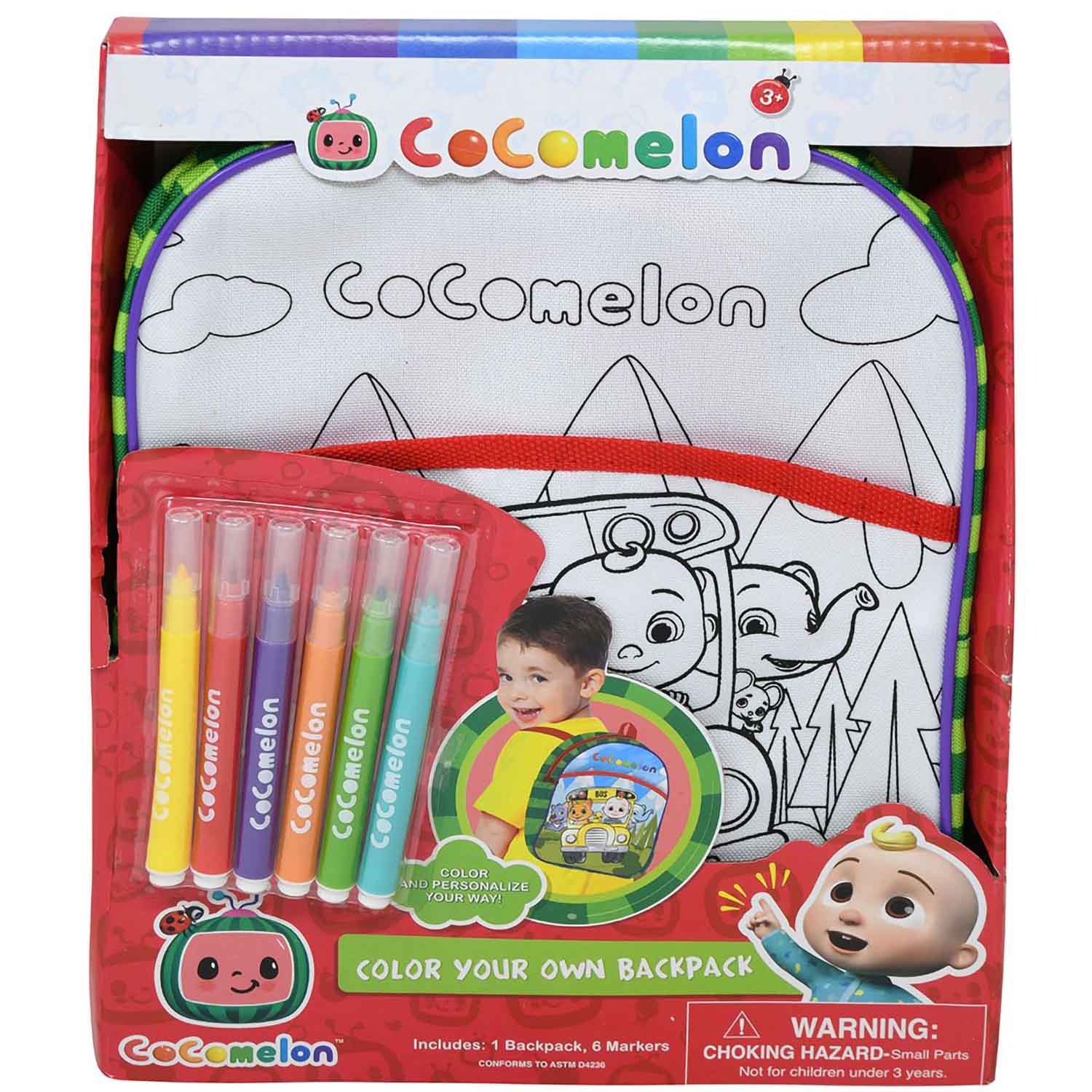 CoCoMelon Color Your Own Backpack Activity Set