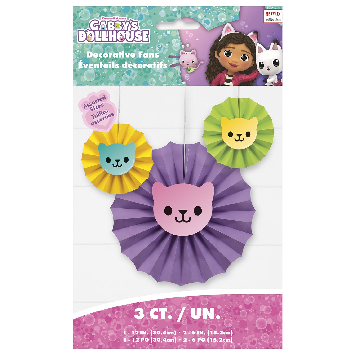 Gabby's Dollhouse Hanging Fan Party Decorations [3 per Pack]
