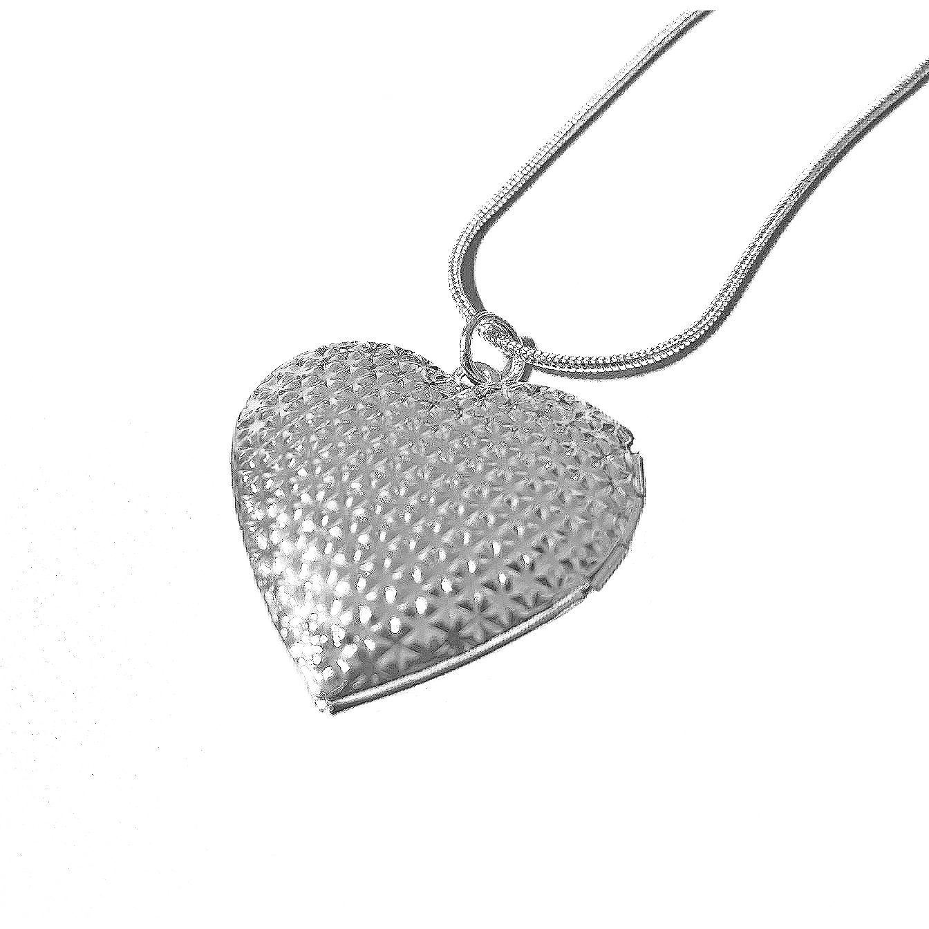Silver Plated Heart Pendant Necklace (925 Sterling Silver - Dimples)