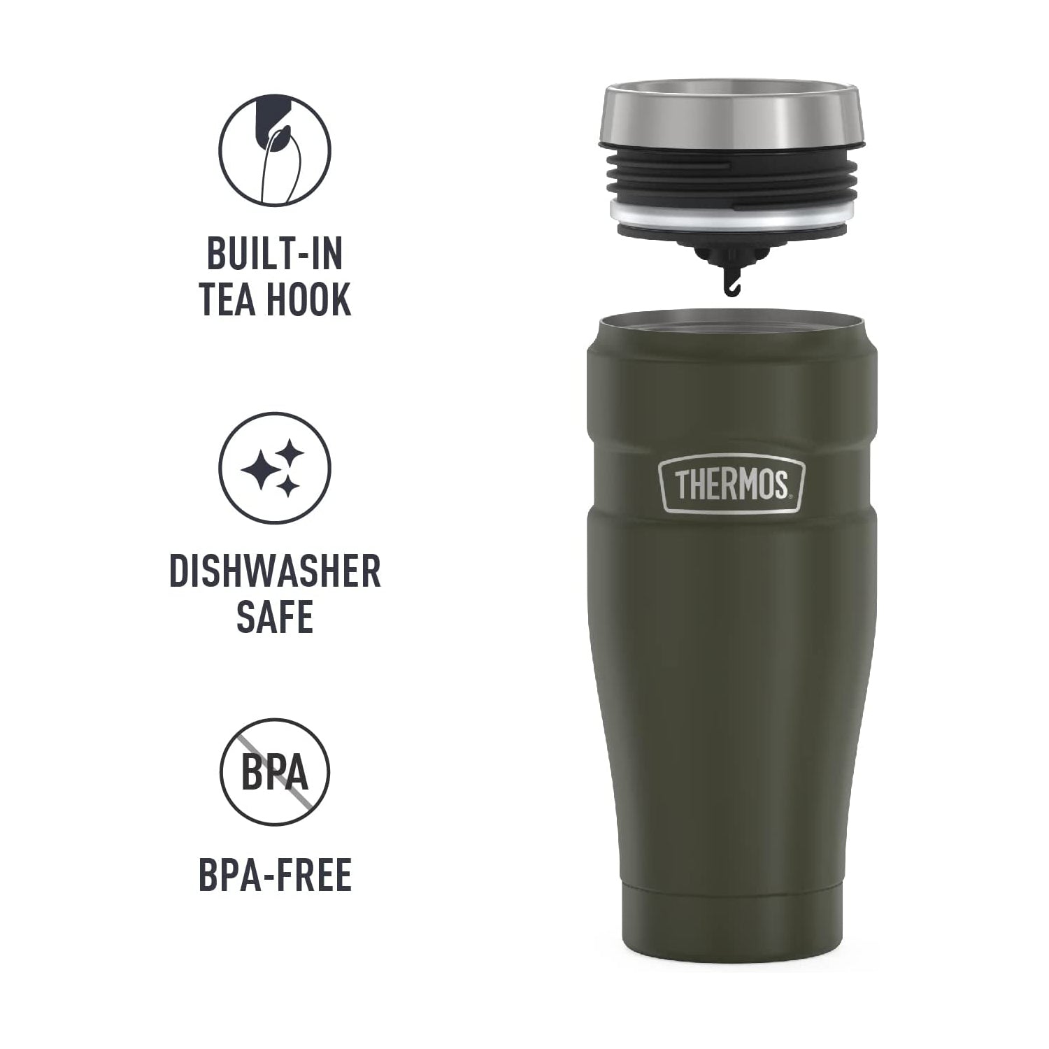 Thermos Staineless Steel King 16 Ounce Travel Tumbler - Army Green