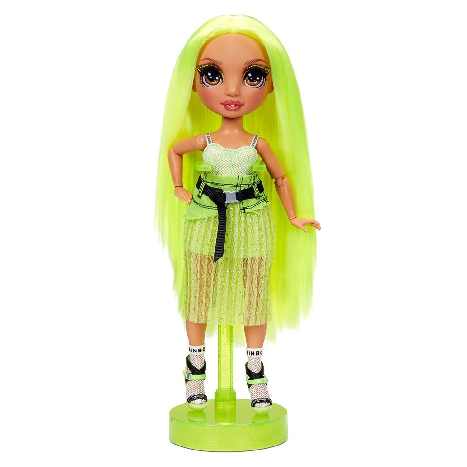 Rainbow High Karma Nichols – Neon Green Fashion Doll with 2 Complete Mix & Match Outfits