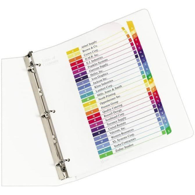 Avery Ready Index A-Z Tab Binder Dividers Customizable Table of Contents Multicolour Tabs 1 Set (11125)