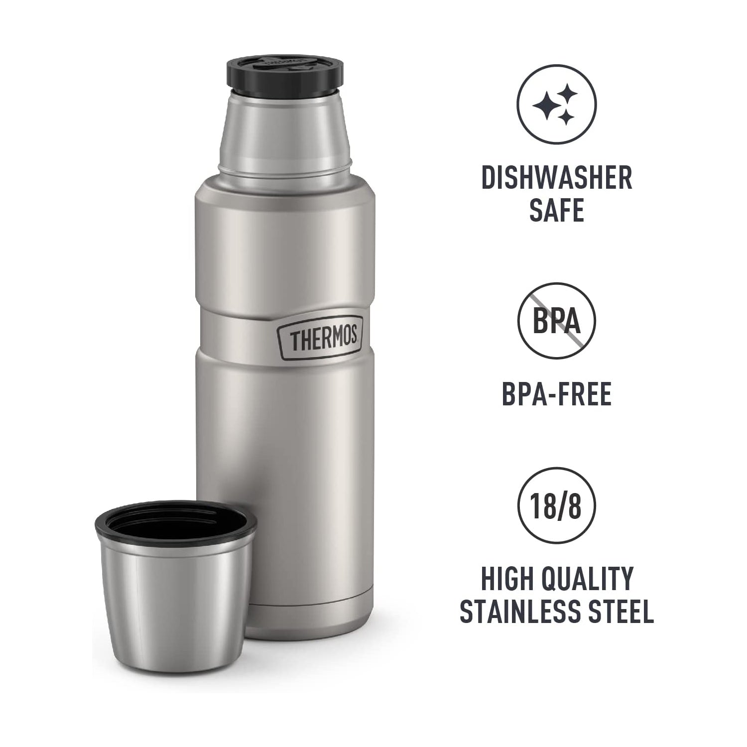 Thermos Stainless King 16 Ounce Compact Bottle - Stainless Steel