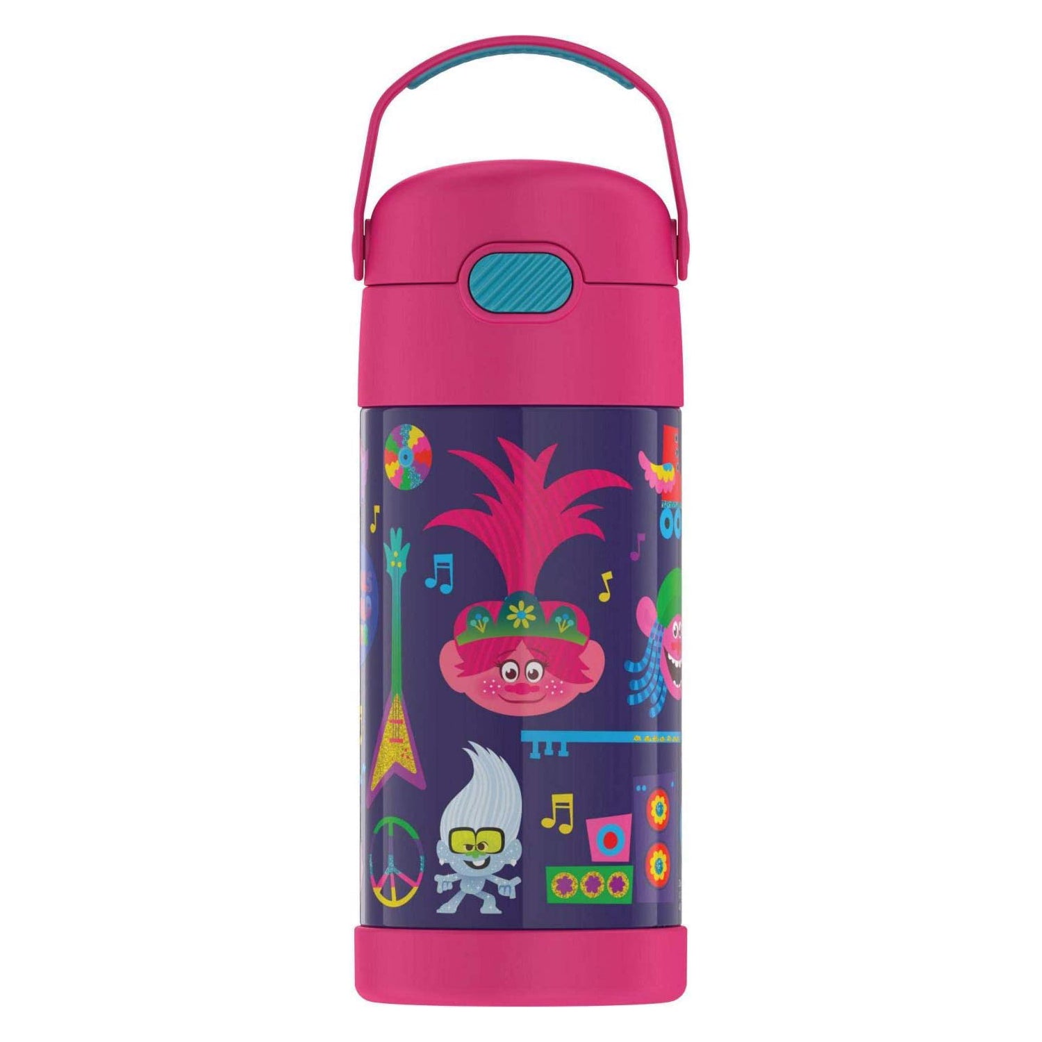 Thermos Funtainer 12 Ounce Stainless Steel Vacuum Insulated Kids Straw Bottle Trolls