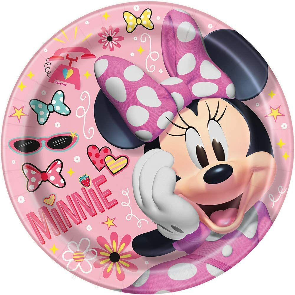 Disney Iconic Minnie Mouse Round 9 Inch Dinner Plates [8 Per Package]