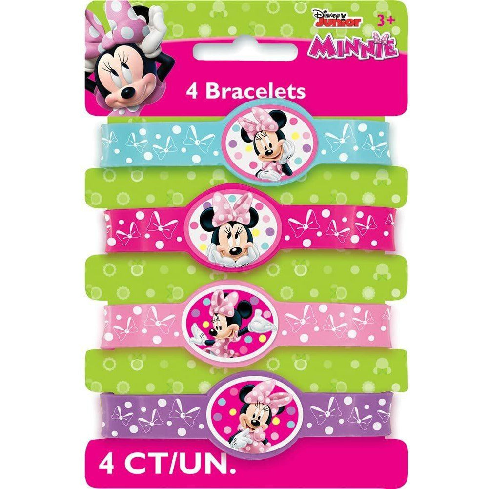 Minnie Mouse Silicone Wristband Party Favors 4ct