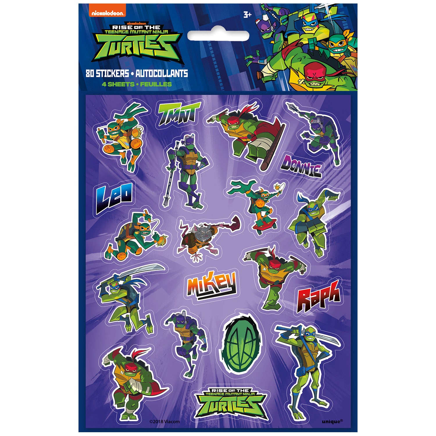 Rise of the Teenage Mutant Ninja Turtles Party Sticker Sheets [4 per Pack]