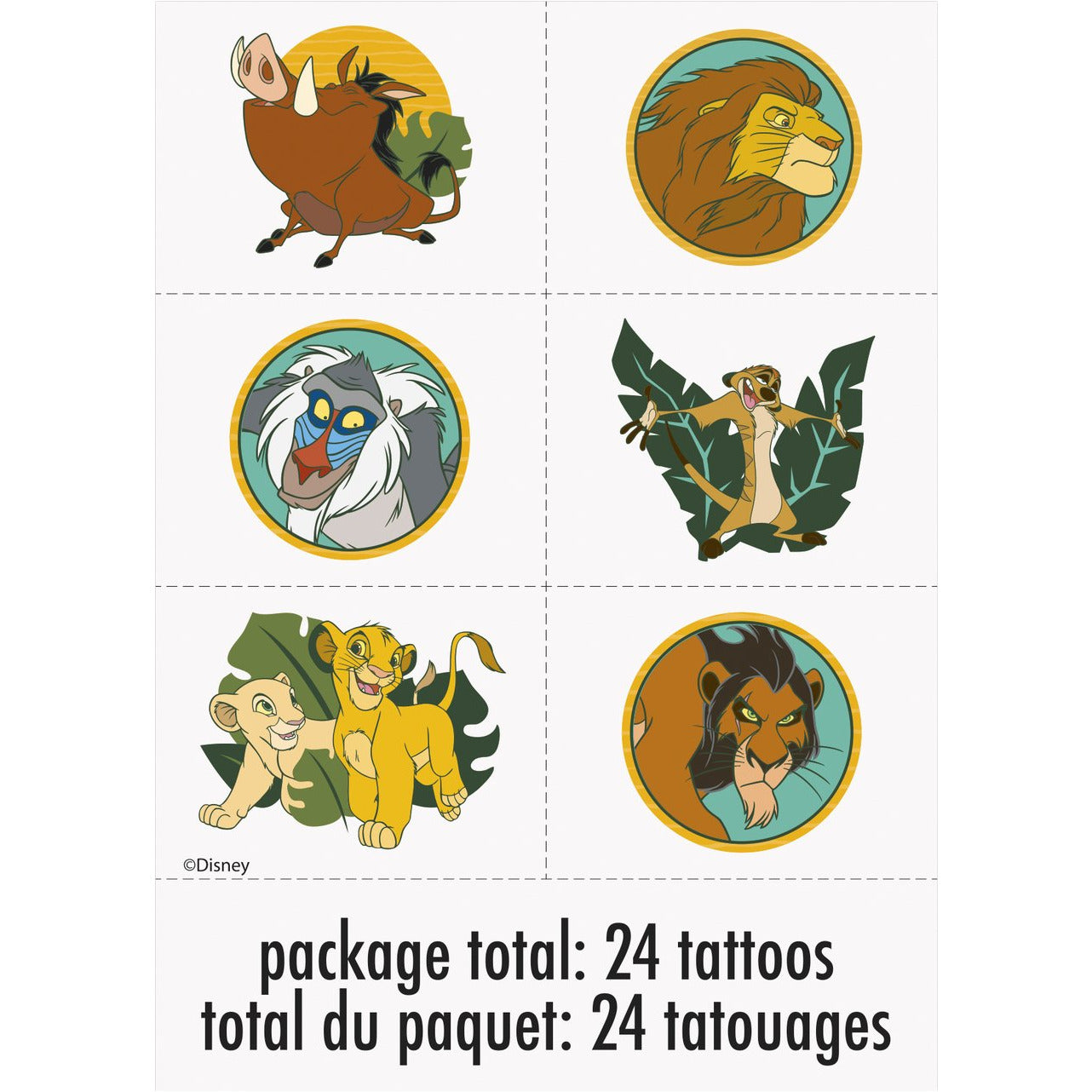 The Lion King Birthday Party Favor Tattoos - Includes 24 Tattoos