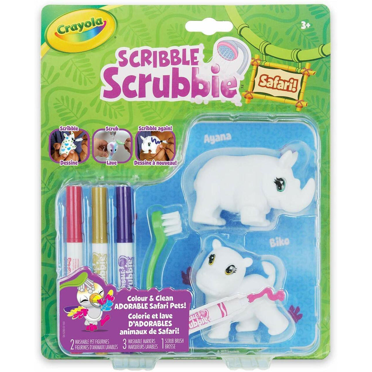 Crayola Scribble Scrubbie Safari Animals - Rhino and Hippo