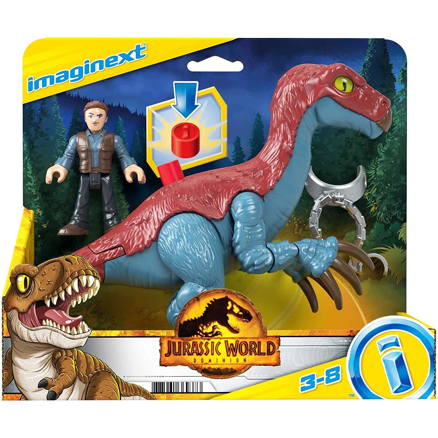 Fisher-Price Imaginext Jurassic World Dominion Therizinosaurus & Owen Figure