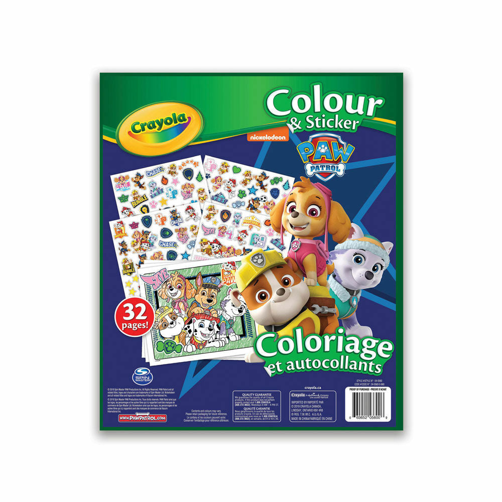 Crayola Colour & Sticker Book - Paw Patrol