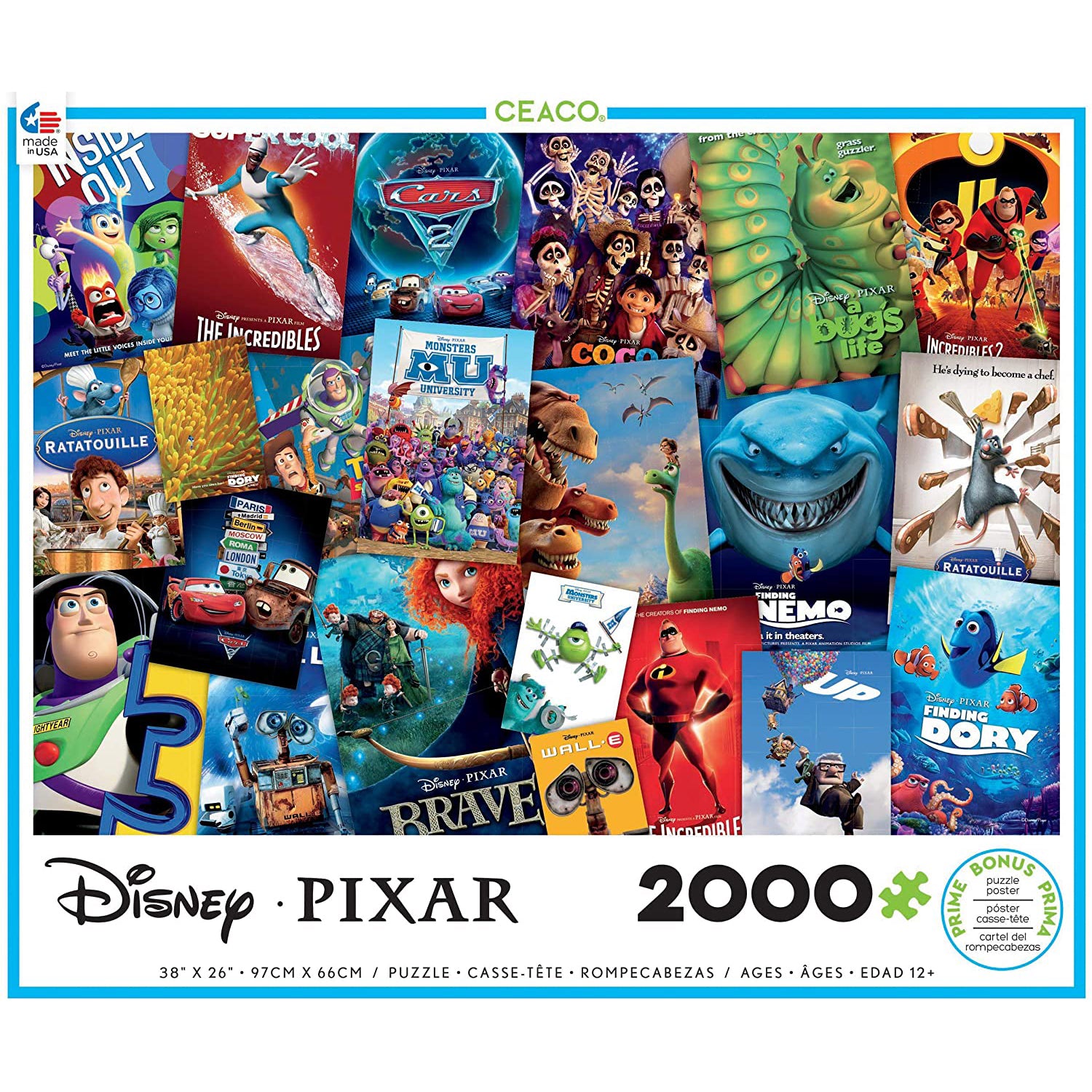 Ceaco Disney Pixar Movie Poster 2000 Piece Puzzle