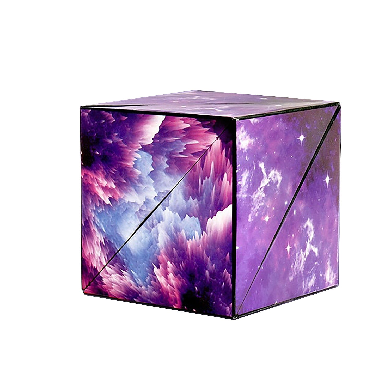 3D Changeable Magnetic Magic Cube, Shape Shifting Box Fidget Toy (Galactic Purple Version)