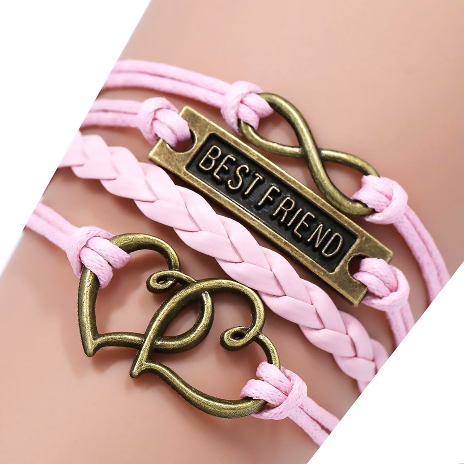 Braided Infinity Heart Best Friend Bracelet [Pink]
