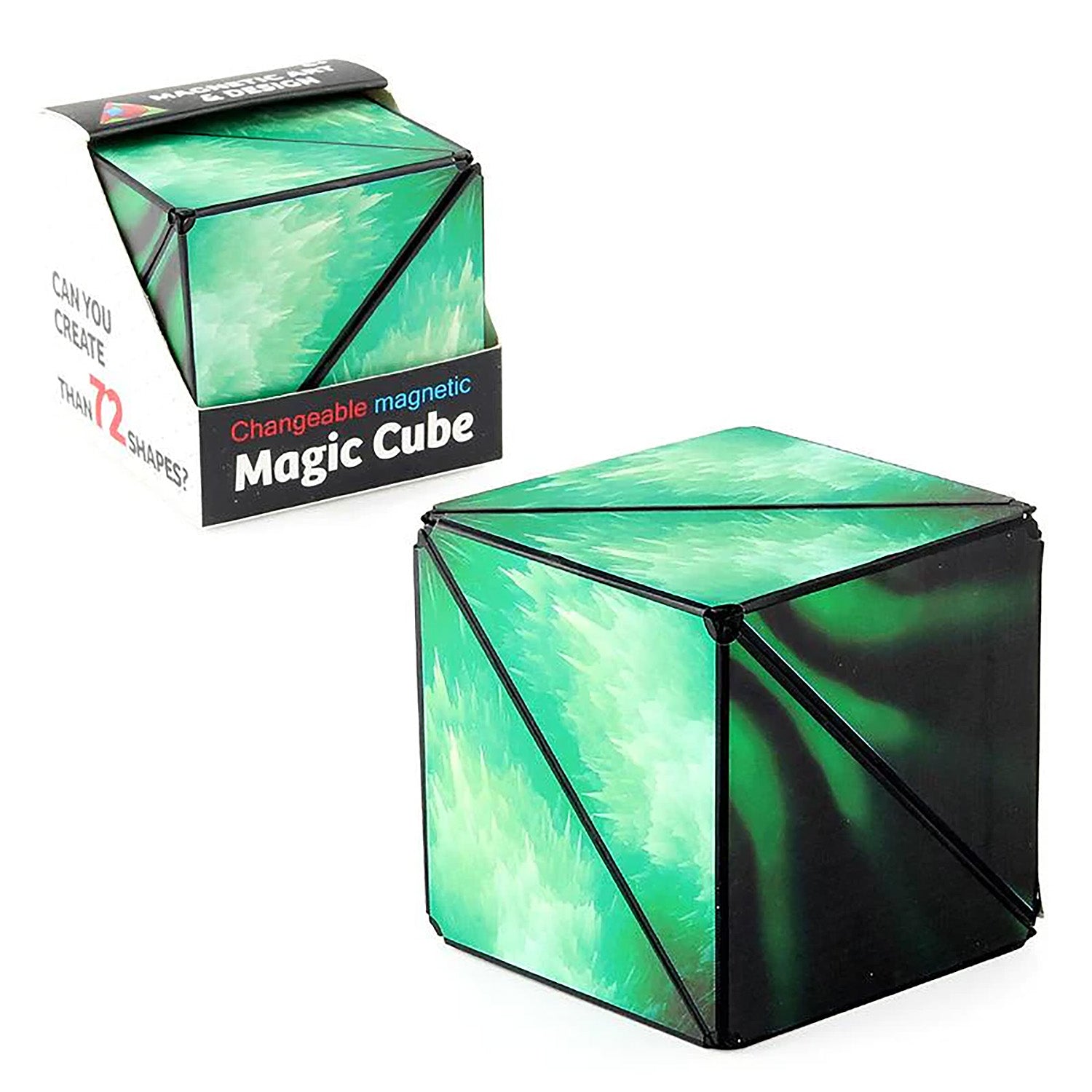 3D Changeable Magnetic Magic Cube, Shape Shifting Box Fidget Toy (Green Version)